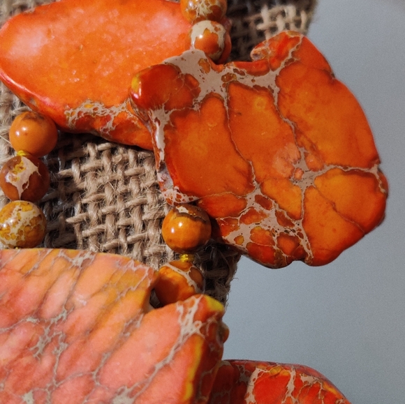 Designer Lucas Lameth orange sea sediment jasper and silver 925 necklace - Picture 9 of 11